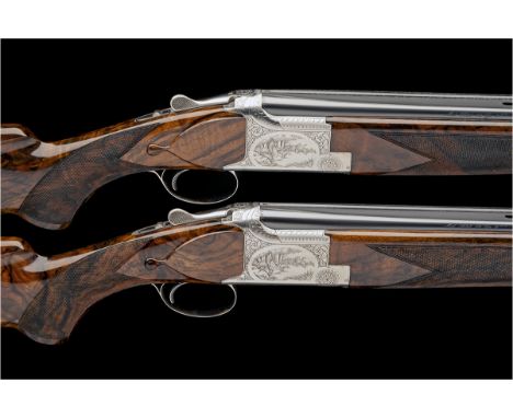 BROWNING CUSTOM SHOP A PAIR OF LITTLE-USED MATAGNE-ENGRAVED 12-BORE 'B2G' SINGLE-TRIGGER OVER AND UNDER EJECTORS, serial no. 