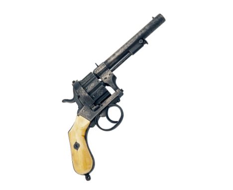 ARENDT, LIEGEA GOOD 12mm PINFIRE TEN-SHOT DOUBLE-ACTION REVOLVER, serial no. 6257,circa 1860, with round 6in. barrel, applied