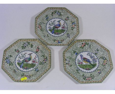 Three 19thC. Copeland Spode Bird Plates, A Large Pottery Swan & Other China