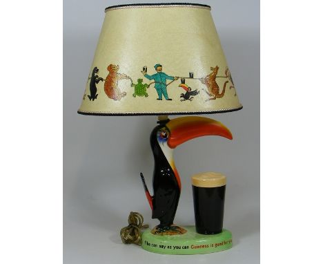 A Carlton Ware Guinness Toucan Lamp With Original Shade