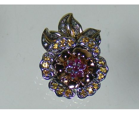 A Gold, Silver, Diamond & Ruby Pendant