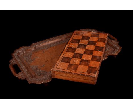 A group of vintage games and other items, including a carved bone chess set, other chess sets and counters, a Mah Jongg set i