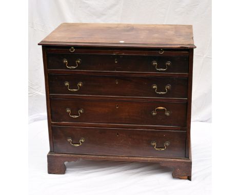 A George III mahogany bachelor's chest of drawers, with four graduating drawers, top slide on bracket feet, brass handles, AF