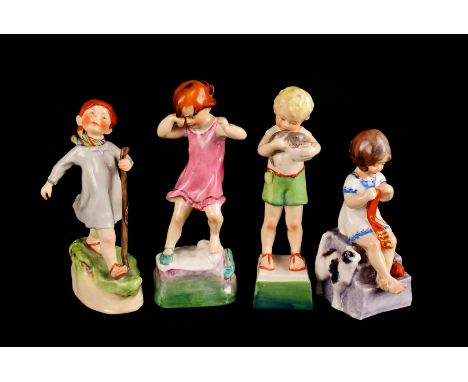 A set of seven Royal Worcester porcelain "Monday's Child" figures, the complete set including all days of the week with inscr