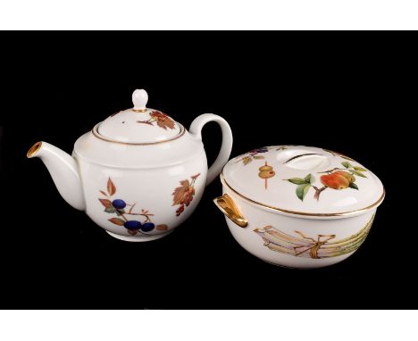 A selection of Royal Worcester Evesham ceramics, including, Buicuit Barrel, Teapot, Tureens and more,(10)