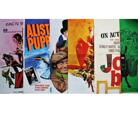 A collection of nine British quad film posters, most dating from the 1970s, comprising: THE LION IN WINTER, THE BRIDGE ON THE