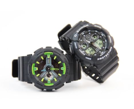 Two Gentlemen's G-Shock Casio wristwatches, WR20BAR, each with digital dials enclosed with a rubber 'protection' case, each w