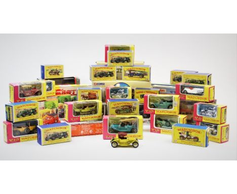 A collection of Matchbox and other die cast models, to include, fourteen from the series with pink/yellow window boxes, model