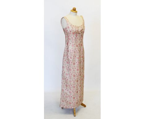 A selection of mid 20th century lady's clothing, to include, a Frank Usher jacquard weave dress with gold and bubblegum pink 
