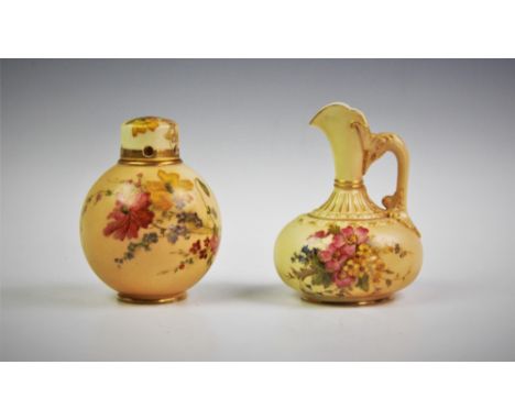 A Royal Worcester blush ivory pot pourri jar and cover, shape number 1039, the jar and cover each pierced around the neck wit