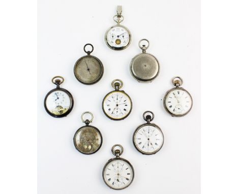 A Victorian silver open-face pocket watch, the silver-toned dial with floral engraved decoration, roman numeral markers and s