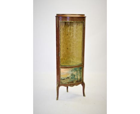 A reproduction French style freestanding corner display cabinet, by H &amp; L Epstein, the single convex glazed door with a s