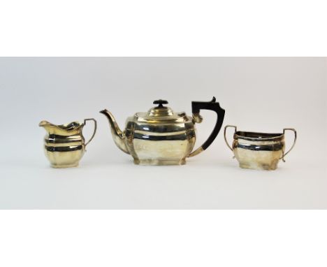 A silver tea service, J B Chatterley &amp; Sons Ltd, Birmingham 1961, comprising: a tea pot, sugar pot and cream jug, each of