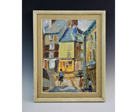 Ronald Ossory Dunlop, RA, RBA, NEAC (1894-1973), Oil on canvas, Street scene, Signed lower right, 39cm x 29cm, Framed For con