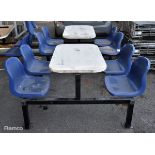 2x Canteen tables - 4 seater - fixed - W 1450 x D 1100 x H 750mm