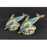 2x Royal Crown Derby dolphin paperweights