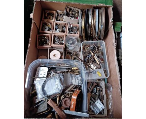 GREEN BOX OF VINTAGE CLOCK SPARES
