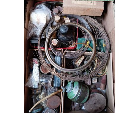 GREEN CARDBOARD BOX OF CLOCK REPAIRERS TOOLS &amp; PARTS