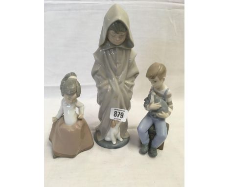 3 NAO FIGURES, A BOY &amp; A GIRL, THE BOY WITH HOOD &amp; DOG