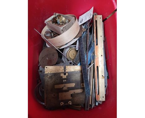 RED TUB OF CLOCK SPARES &amp; BRASS
