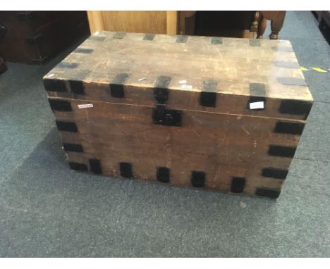 WOODEN TRUNK WITH METAL BINDUNG MADE BY GOFF
