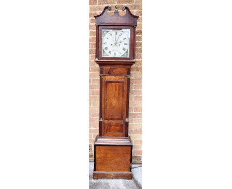 AN 8-DAY LONGCASE CLOCK  the enamel dial signed 'CARTER SALISBURY', in an oak case with mahogany crossbanding, the trunk with