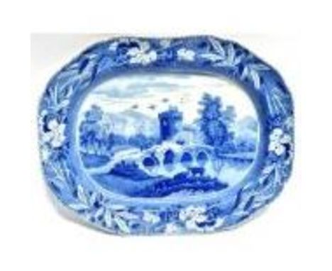 A VICTORIAN SPODE MEAT DISH transfer printed in the 'Lucano' pattern, 52cm wide