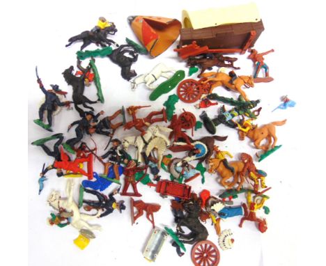 ASSORTED PLASTIC TOY SOLDIERS AND OTHER FIGURES  by Britains Deetail, Airfix, Marx and others, including a Cherilea Tarzan, a
