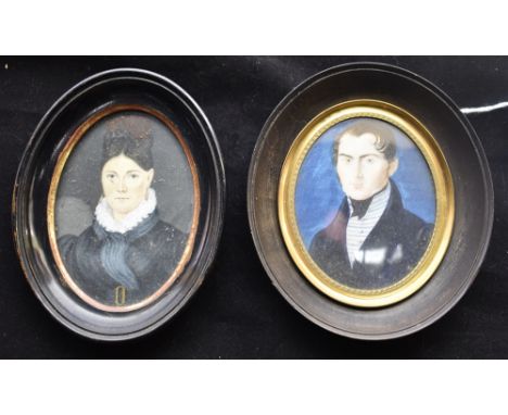 19TH CENTURY CONTINENTAL SCHOOL Portrait of a lady and a young gentleman The gentleman with handwritten inscription verso, th