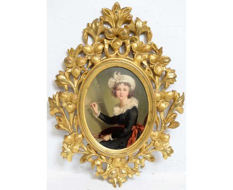 After Elisabeth Louise Vigée Le Brun(19th Century)"Self Portrait" (1790),oil on panel,21 x 16cms, framed.