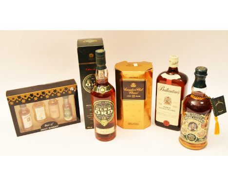 A selection of whisky, comprising: Glen Ord single malt, 12 years old, boxed; The Gordon Highlanders Bicentenary bottle; Cana