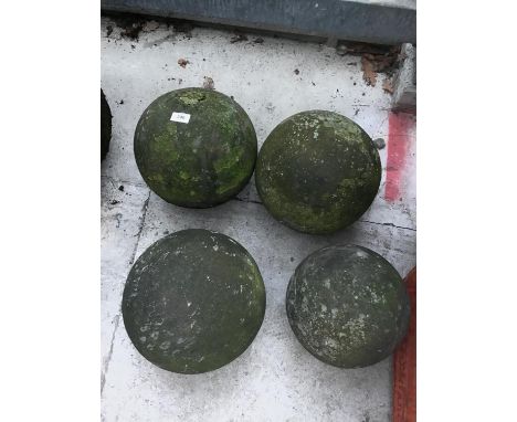FOUR LARGE ORNAMENTAL/GATE POST TOP STONE BALLS 