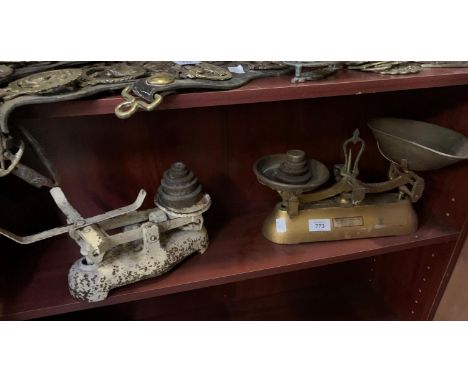 TWO VINTAGE METAL SCALES AND WEIGHTS 