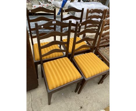 FOUR OAK LADDER BACK DINING CHAIRS 