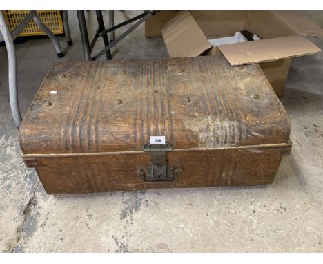 A VINTAGE STYLE METAL TRAVEL TRUNK 