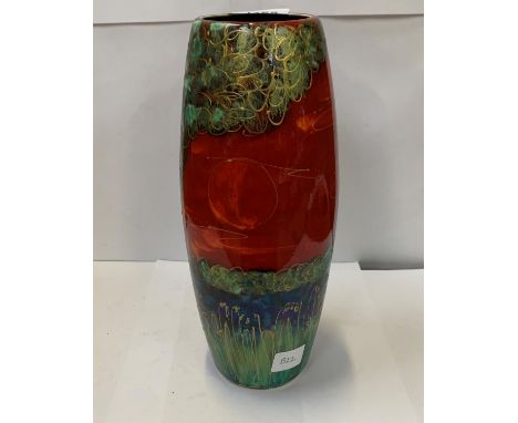 AN ANITA HARRIS BLUEBELL WOOD TALL VASE, SINGED TO BASE 