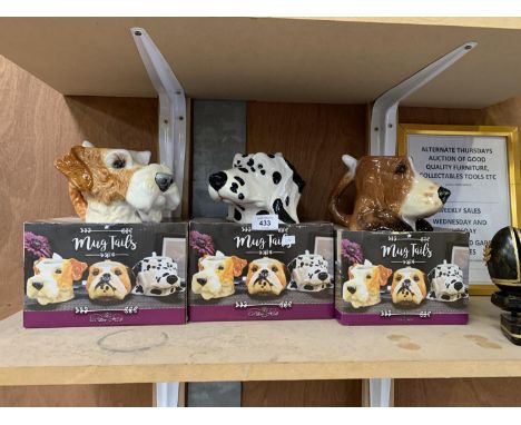 THREE BOXED 'MUG TAILS' DOG DESIGN CERAMIC MUGS 