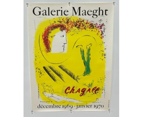 MARK CHAGALL: 'GALERIE MAEGHT' POSTER, 1962, MOURLOT, PARIS, 70cm x 53cm