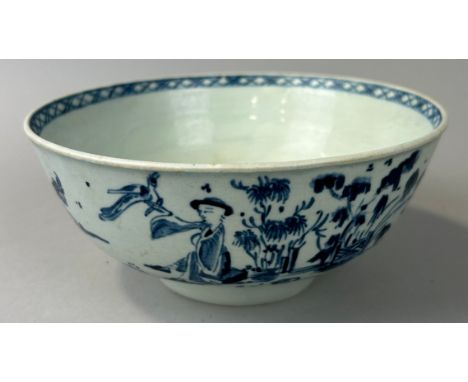 AN ENGLISH BLUE AND WHITE CHINOISERIE CERAMIC BOWL,Possibly 18th C16cm x 8cm