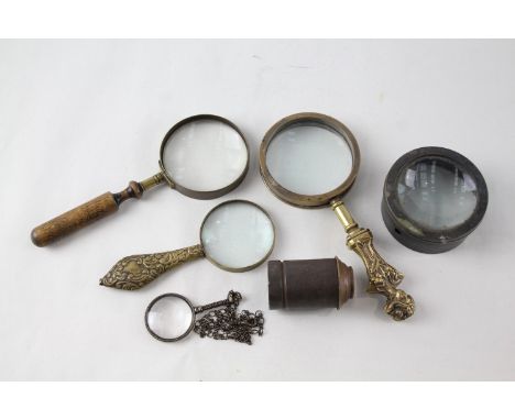 ANTIQUE OPTICAL TOOLS, MAGNIFYING GLASSES ETC