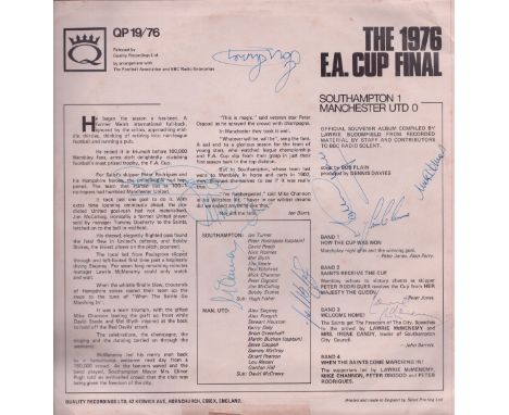 Southampton v Manchester 1976 F.A. Cup Final signed vinyl record including names of Alan Ball, Lawrie McMenemy, Mick Channon,