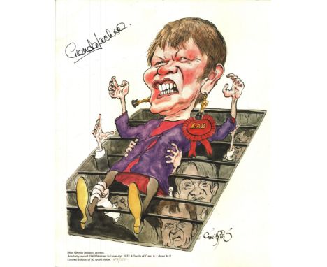 Glenda Jackson signed 14x12 limited edition caricature by the artist Charles Griffin no 27/50. Good condition.  Good conditio