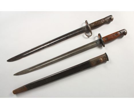 A 1907 PATTERN S.M.L.E. BAYONET, in excavated condition, retaining quillion, 20 7/8ins, pitted overall; and another 1907 Patt