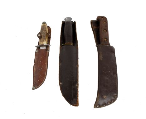 Three 20th century hunting style knives. 