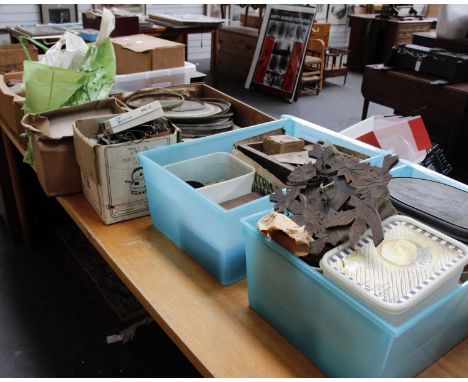 A large quantity of clock and watch parts to include clock faces. 