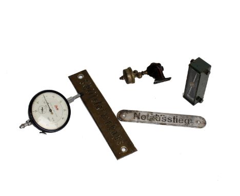 Militaria. A collection of World War II Aviation pieces to include A World War II American altimeter for Night Fighters, Squa