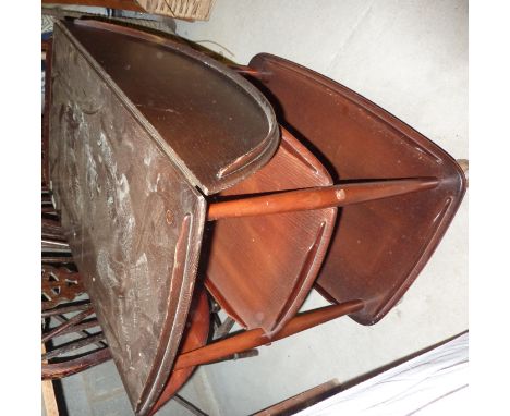 Dark wood Ercol drop leaf three tier trolley 