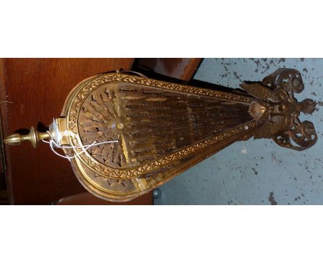 Peacock effect brass fire screen 