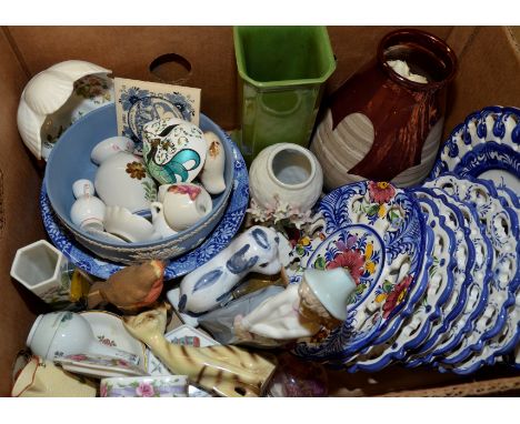 Nao figurine, continental plates, Bridgend souvenir ware, Ainsley cottage garden bowl, Wedgwood Jasper Ware bowl etc