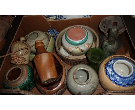 Box stoneware salts, ginger jars, stoneware bottle with incised A.G.Barr & Co. Lts Old Scotch Brewed Ginger Beer By Lovatt, G